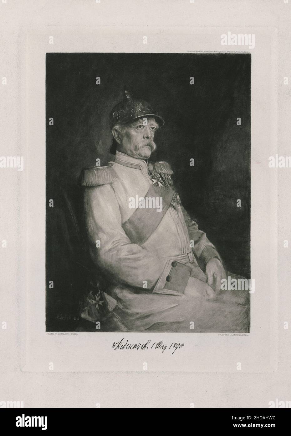 Ritratto di otto von Bismarck. Il 1st maggio 1890 otto, principe di Bismarck, conte di Bismarck-Schönhausen, duca di Lauenburg (1815–1898), fu un conservatore Foto Stock