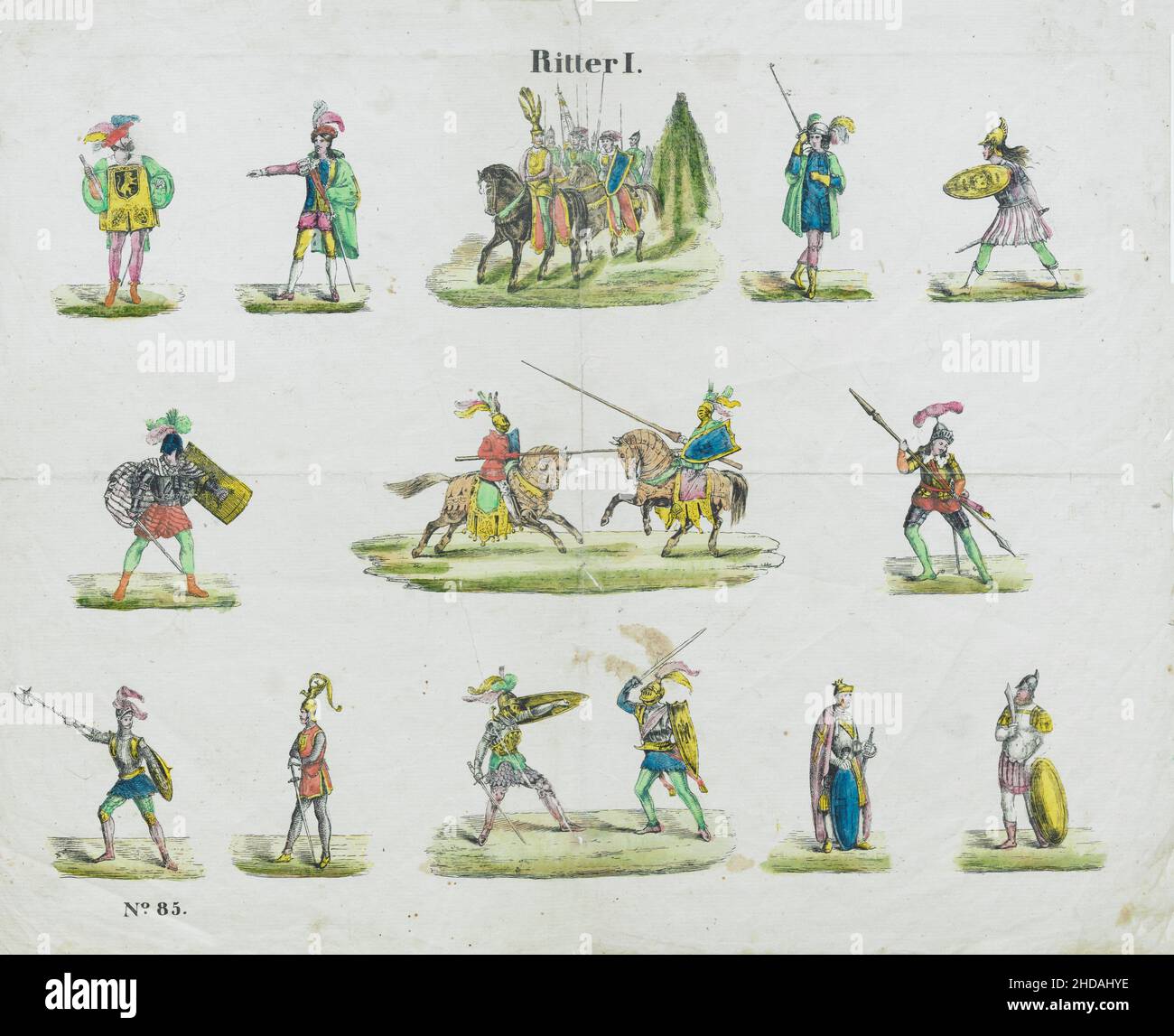 Disegni vintage dei cavalieri (i). 1870 Foto Stock