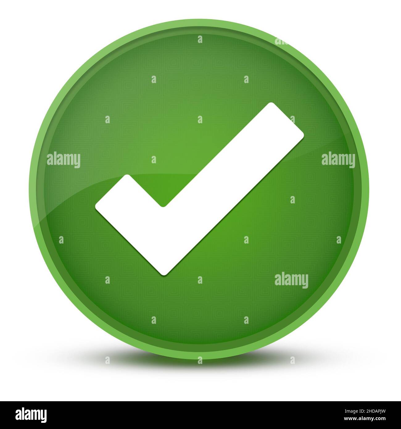 Segno di spunta illustrazione astratta del pulsante rotondo verde lucido Foto Stock