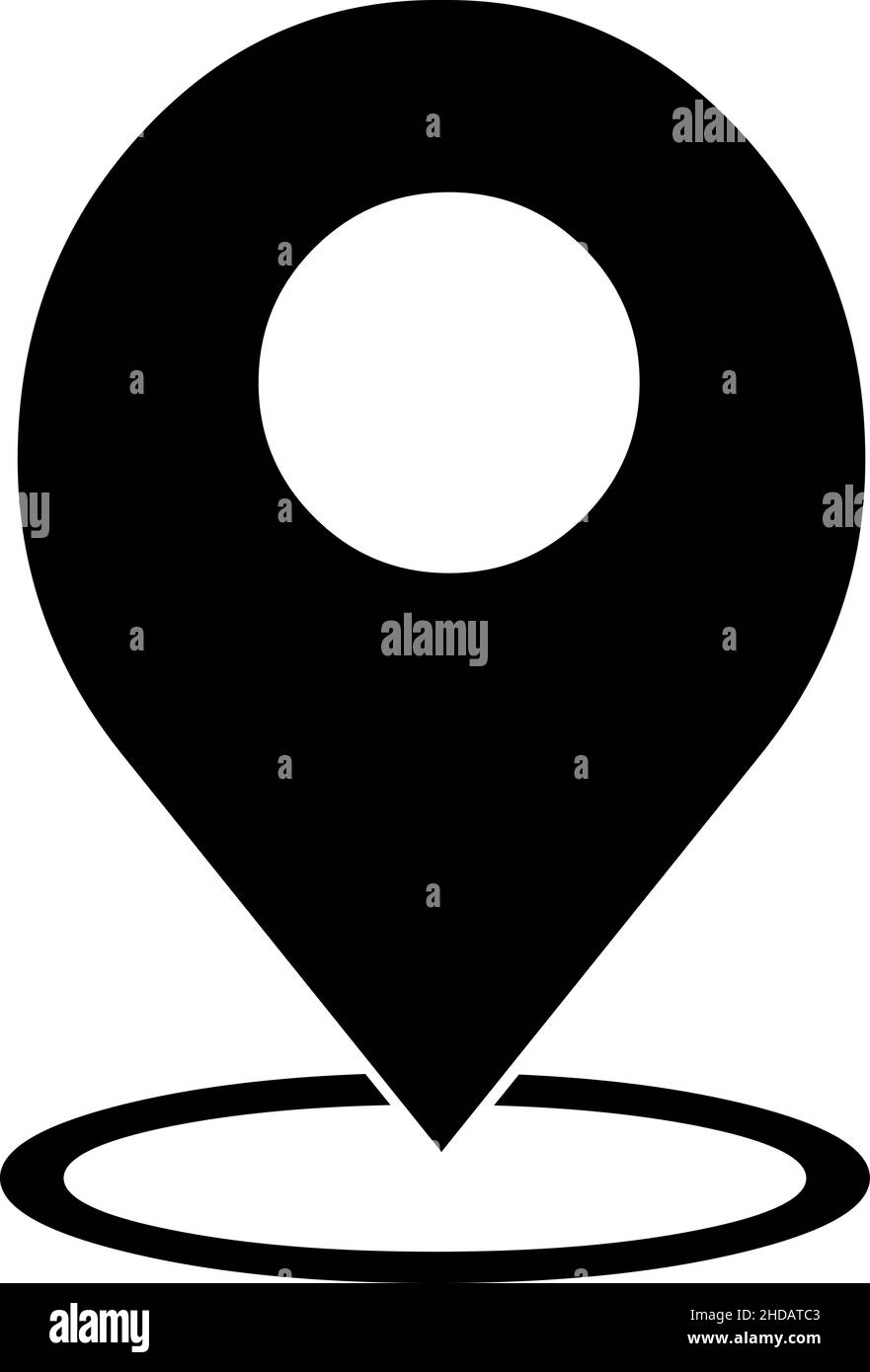 Illustrazione vettoriale della silhouette nera dell'icona gps (Global Positioning System) Illustrazione Vettoriale