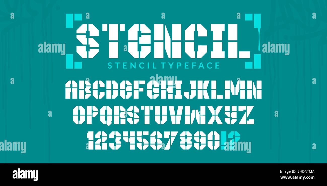 Urban Street Art Graffiti Style Abstract Alphabet Typeface Stencil Digital Typography Vector Illustration Illustrazione Vettoriale