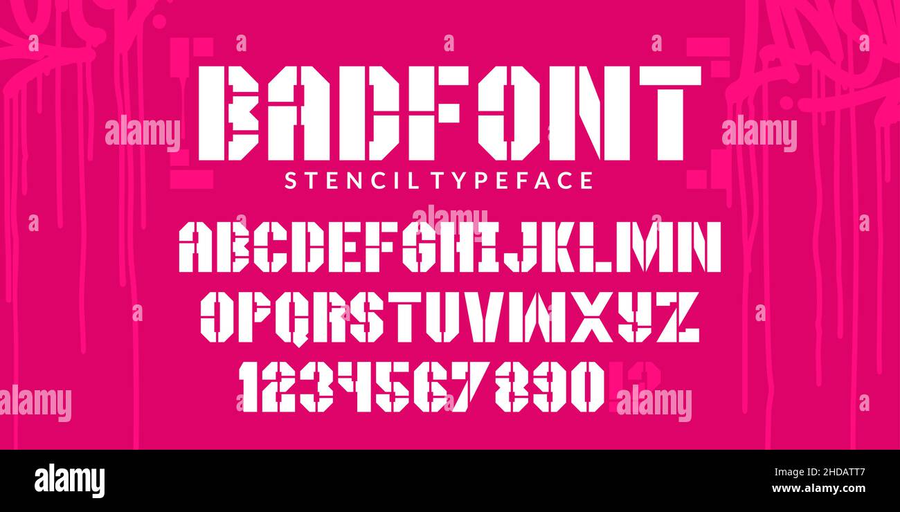 Astratto Stencil Urban Street Art Graffiti Style Alphabet Typeface Badfont Digital Typography Vector Illustration Illustrazione Vettoriale