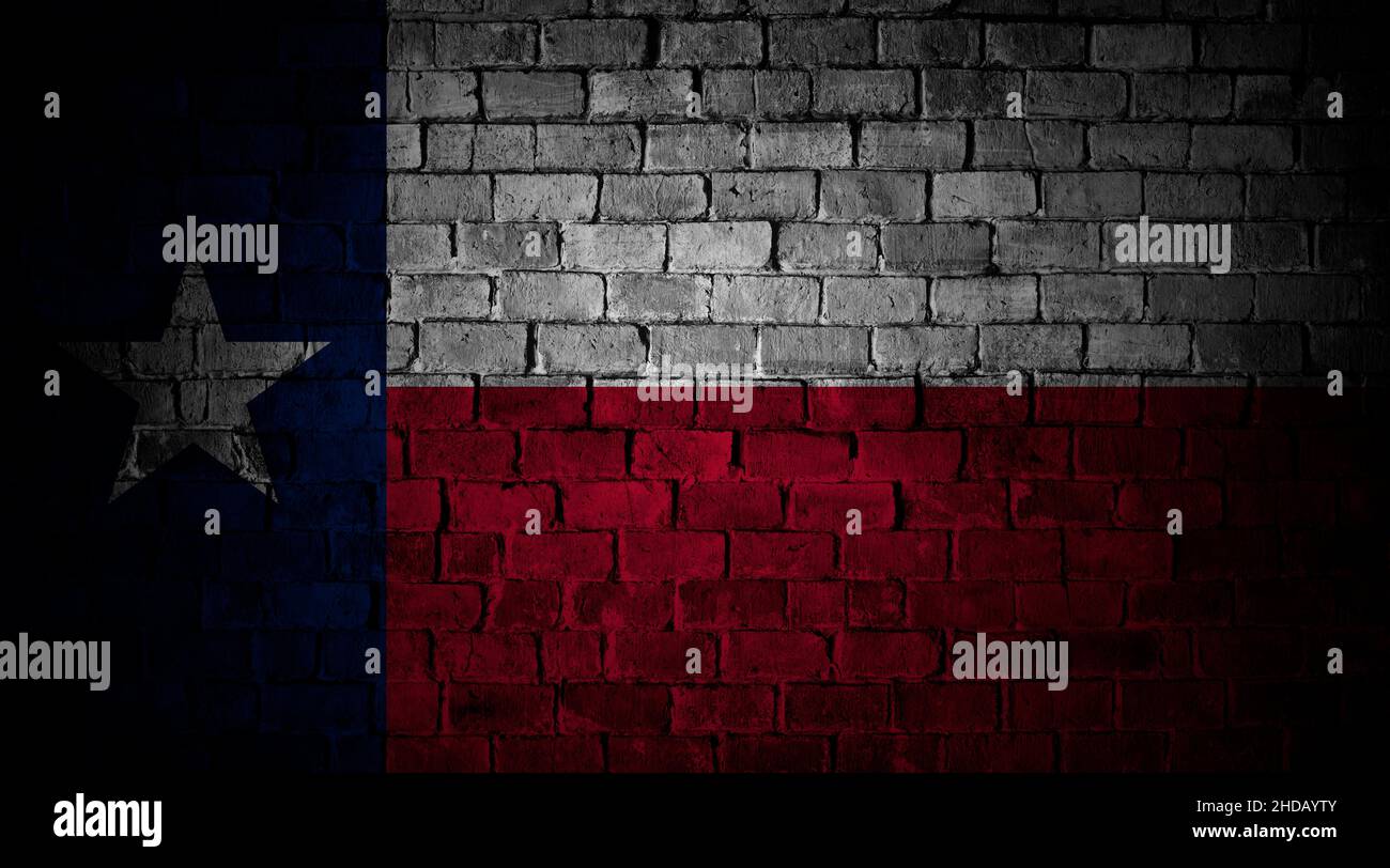 Flag os Texas | USA design su muro di mattoni in stile grunge Foto Stock
