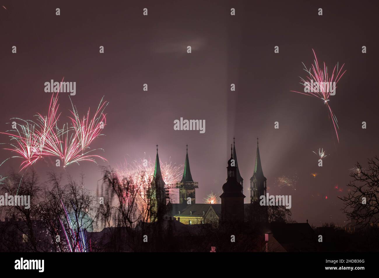 Capodanno sulla cattedrale di Bamberga Foto Stock