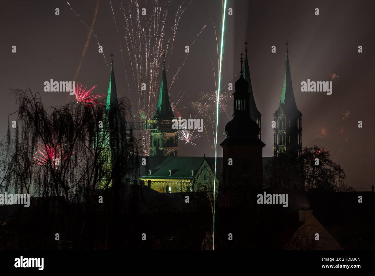 Capodanno sulla cattedrale di Bamberga Foto Stock