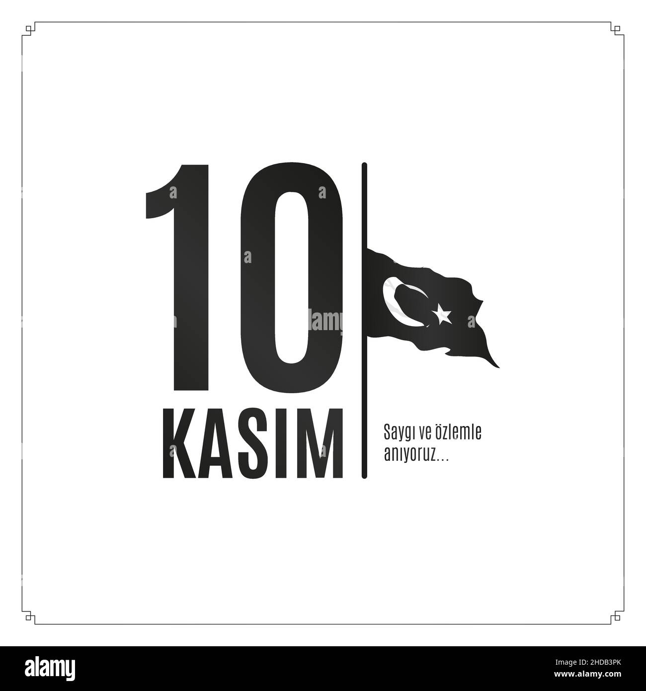 10 Kasim Novembre 10 giorno della morte Mustafa Kemal Ataturk , primo presidente della Repubblica Turca. Rispetto e commemorazione. Illustrazione Vettoriale