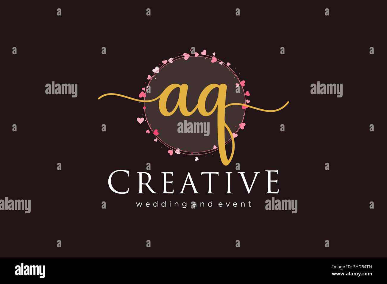 Logo AQ femminile. Utilizzabile per Logo per moda, fotografia, matrimonio, bellezza, affari. Elemento modello di disegno con logo a vettore piatto. Illustrazione Vettoriale