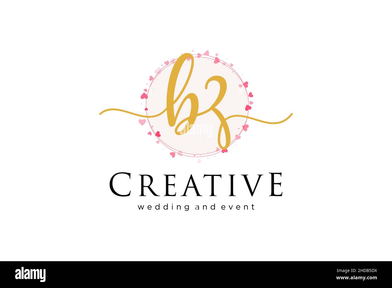 Logo BZ femminile. Utilizzabile per Logo per moda, fotografia, matrimonio, bellezza, affari. Elemento modello di disegno con logo a vettore piatto. Illustrazione Vettoriale
