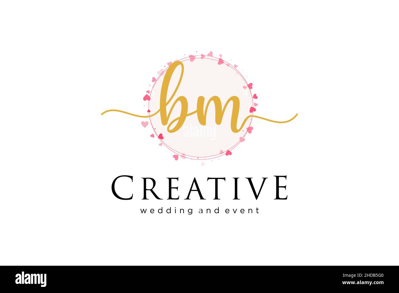 Logo femminile BM. Utilizzabile per Logo per moda, fotografia, matrimonio, bellezza, affari. Elemento modello di disegno con logo a vettore piatto. Illustrazione Vettoriale