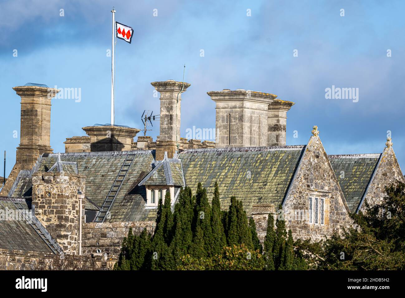 Tetti. Palace House, Beaulieu Village, New Forest, Hampshire, Regno Unito Foto Stock