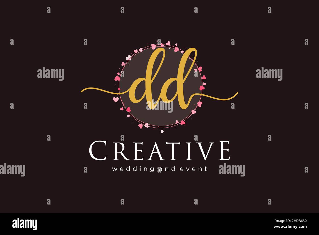 Logo DD femminile. Utilizzabile per Logo per moda, fotografia, matrimonio, bellezza, affari. Elemento modello di disegno con logo a vettore piatto. Illustrazione Vettoriale