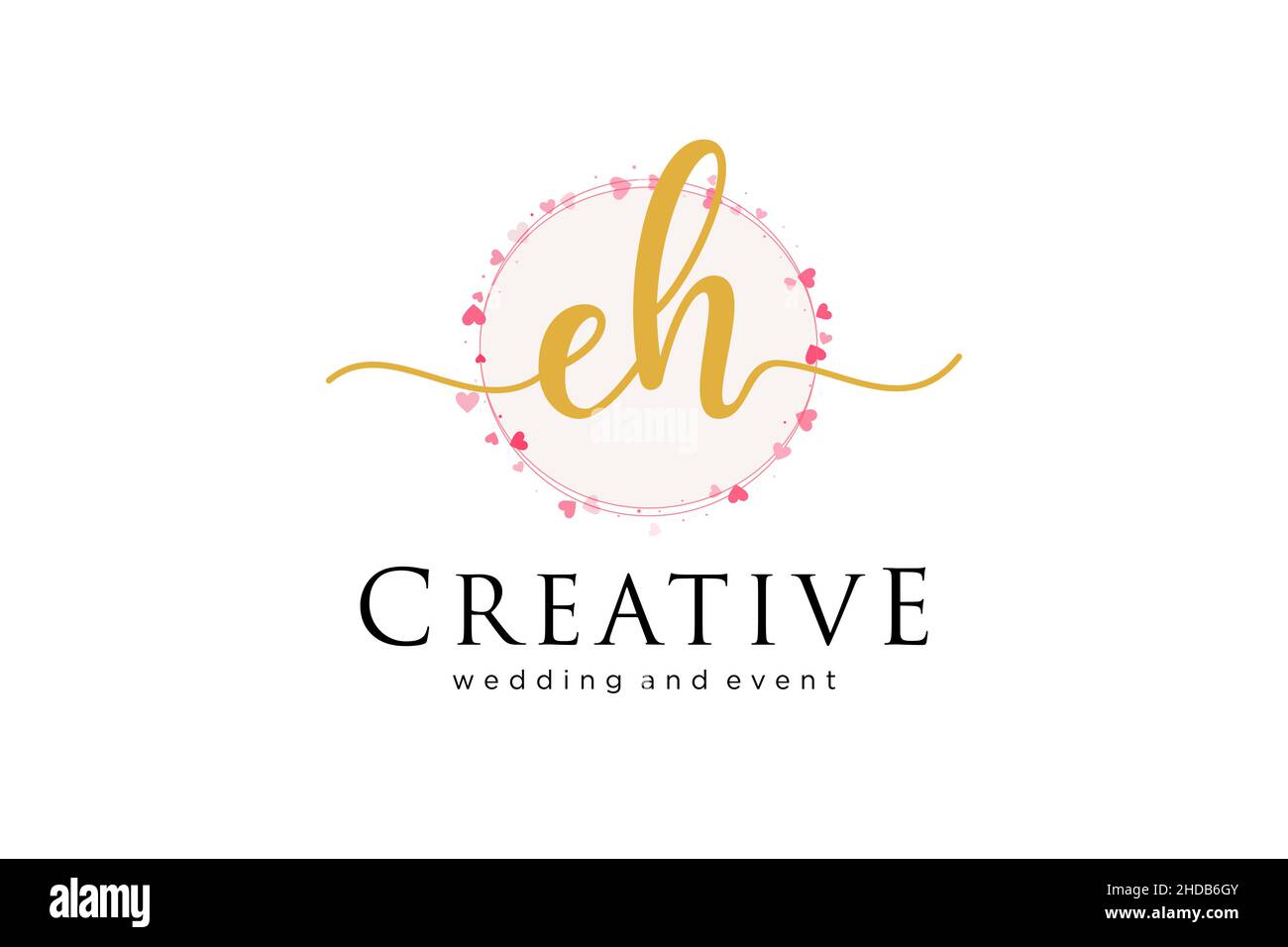 Logo EH femminile. Utilizzabile per Logo per moda, fotografia, matrimonio, bellezza, affari. Elemento modello di disegno con logo a vettore piatto. Illustrazione Vettoriale