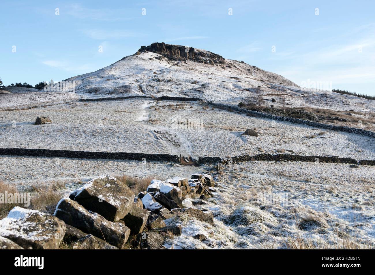 The Wainstones in Winter, Cleveland Way, North Yorkshire Moors National Park, Regno Unito Foto Stock