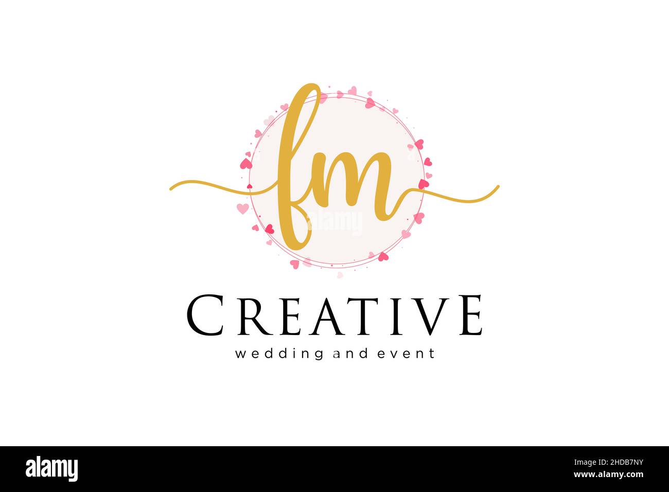 Logo FM femminile. Utilizzabile per Logo per moda, fotografia, matrimonio, bellezza, affari. Elemento modello di disegno con logo a vettore piatto. Illustrazione Vettoriale