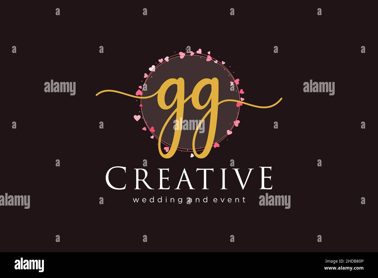 Logo GG femminile. Utilizzabile per Logo per moda, fotografia, matrimonio, bellezza, affari. Elemento modello di disegno con logo a vettore piatto. Illustrazione Vettoriale