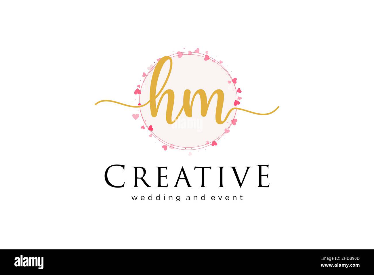 Logo HM femminile. Utilizzabile per Logo per moda, fotografia, matrimonio, bellezza, affari. Elemento modello di disegno con logo a vettore piatto. Illustrazione Vettoriale