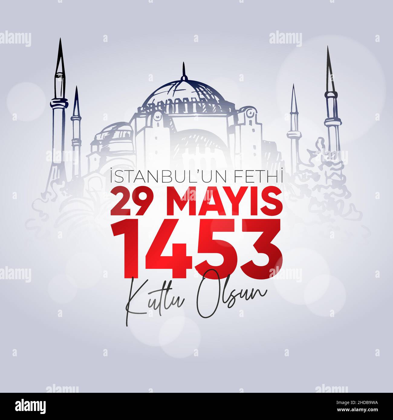 29 Mays 1453 Istanbul'un Fethi Kutlu Olsun. Traduzione: Maggio 29 felice conquista di Istanbul. Illustrazione Vettoriale