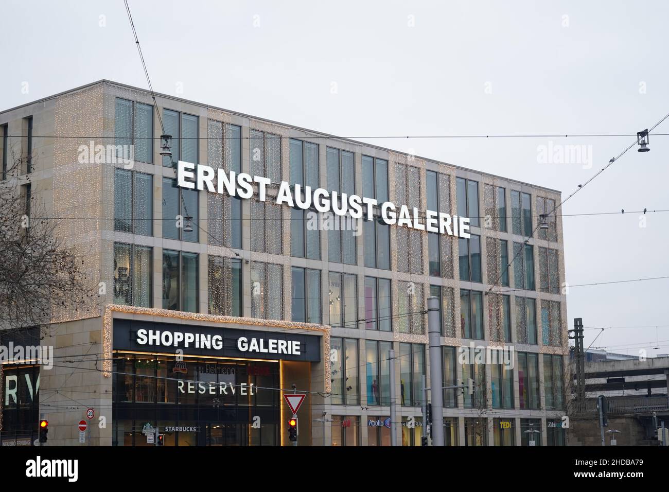 Ernst August Galerie ad Hannover im Inverno Foto Stock