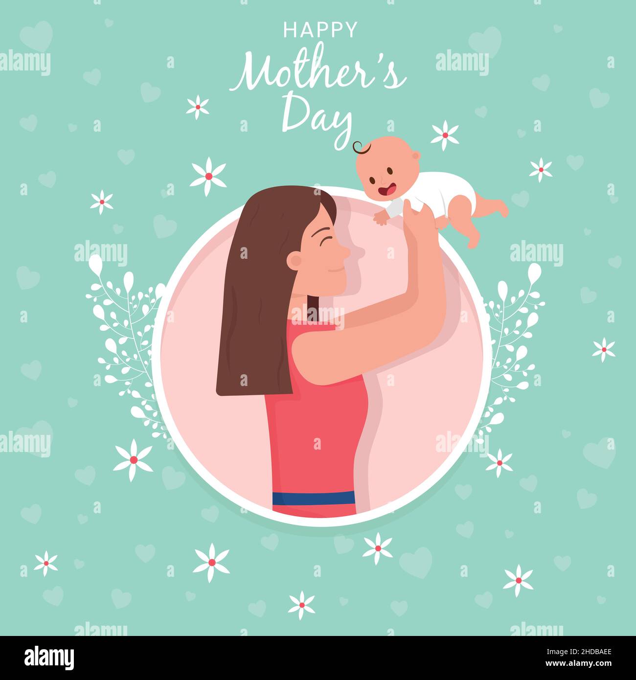 Design Mamma's Day. Poster di saluto per la Festa della mamma felice. Illustrazione Vettoriale