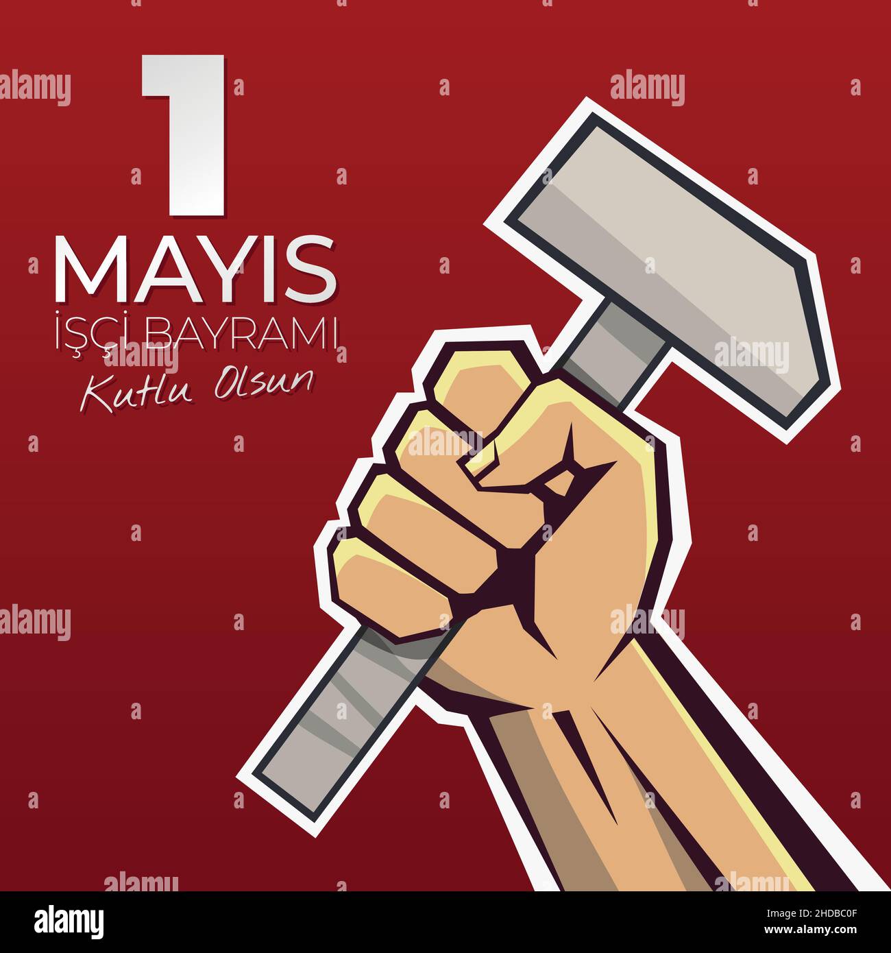 1 Mayis iSci Bayrami, Emek ve Dayanisma Gunu, 1 maggio Giornata Internazionale del lavoro. Illustrazione Vettoriale