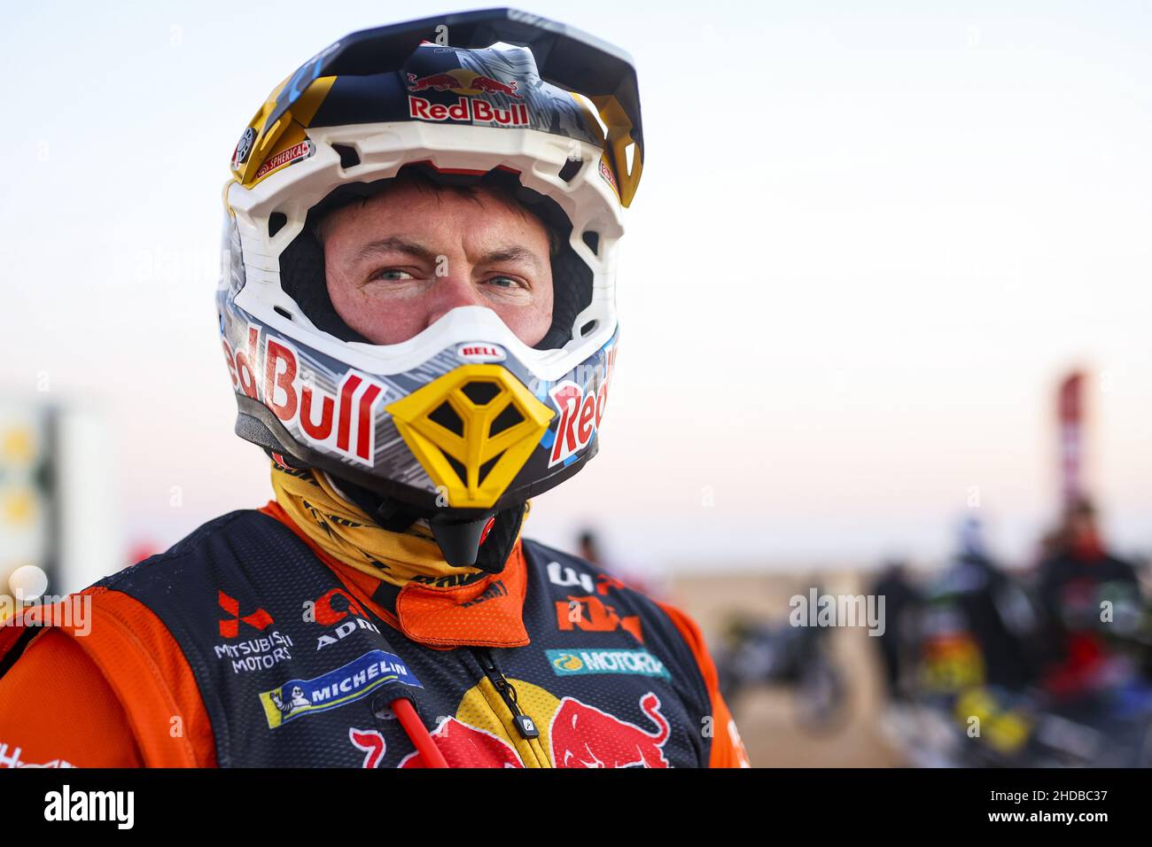 Riyadh, Arabia Saudita - 05/01/2022, Price Toby (aus), Red Bull KTM Factory  Racing, KTM 450 Rally Factory Replica, Moto, W2RC, ritratto al via, DSS  durante la tappa 4 del Dakar Rally 2022