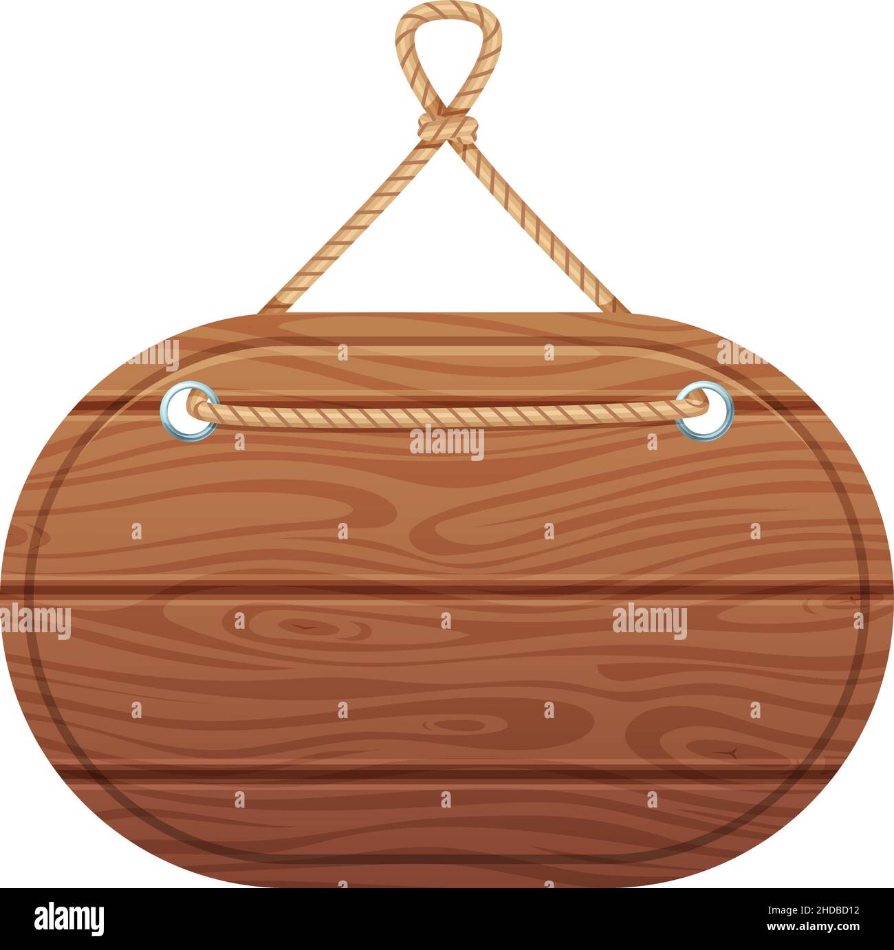 Sagoma ovale con struttura in legno appesa alle corde Illustrazione Vettoriale