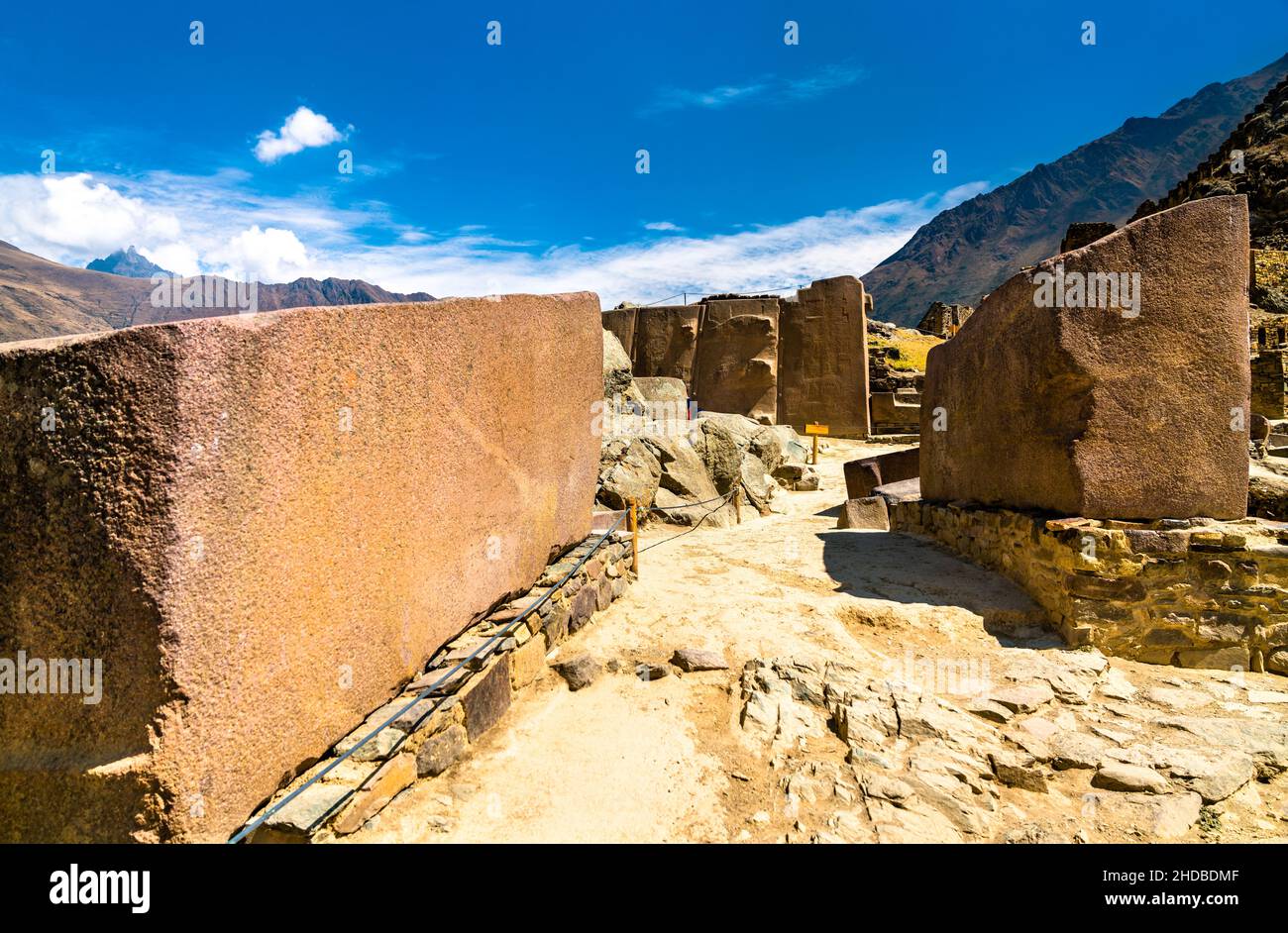 Rovine Inca a Ollantaytambo in Perù Foto Stock