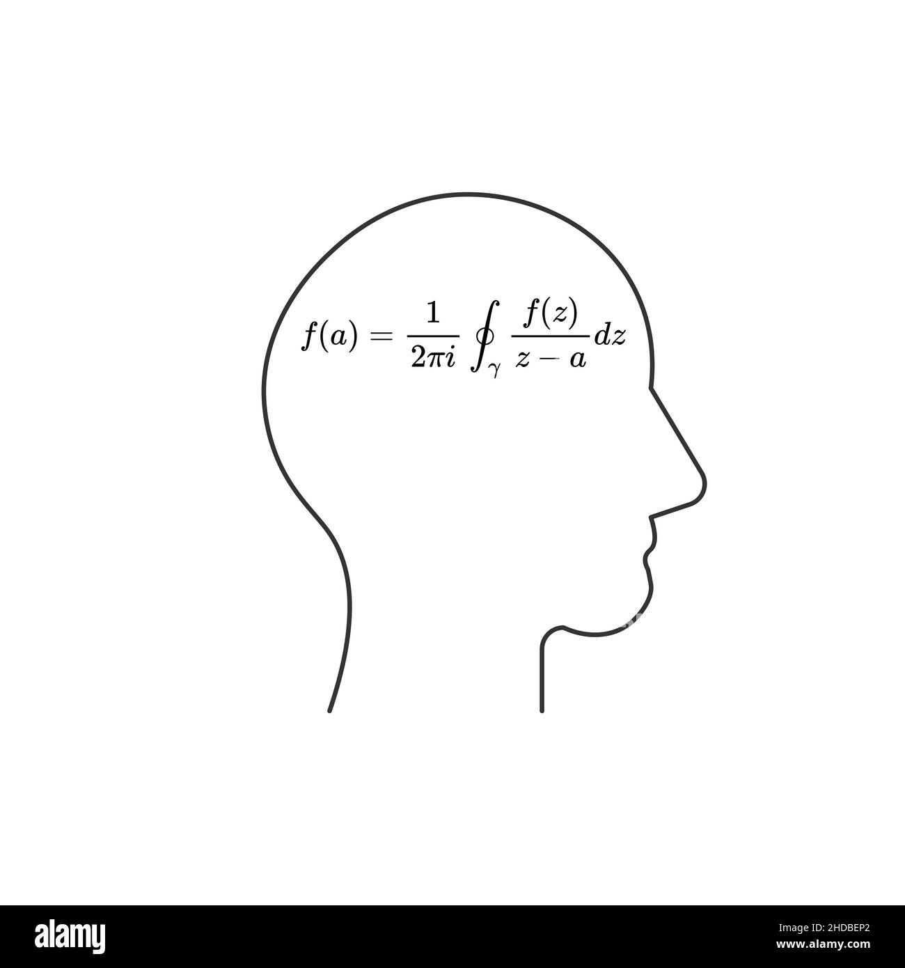 Testa lineare con formula matematica concetto di educazione. Illustrazione del vettore di scorta isolata su sfondo bianco Illustrazione Vettoriale