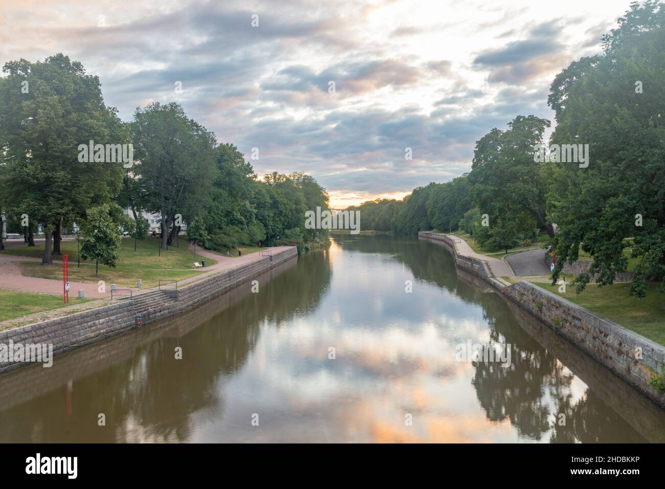 Fiume aura all'alba a Turku, Finlandia. Foto Stock