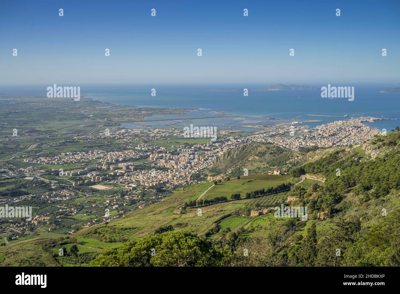 Panorama-Ansicht von Trapani, Sizilien, Italien Foto Stock