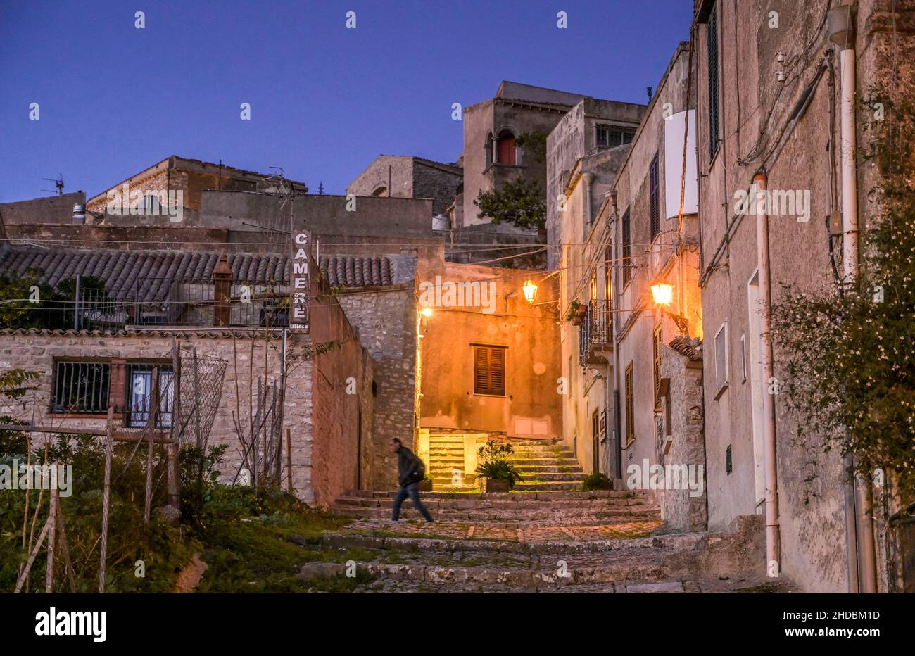 Wohnhäuser, Altstadt, Erice, Sizilien, Italien Foto Stock