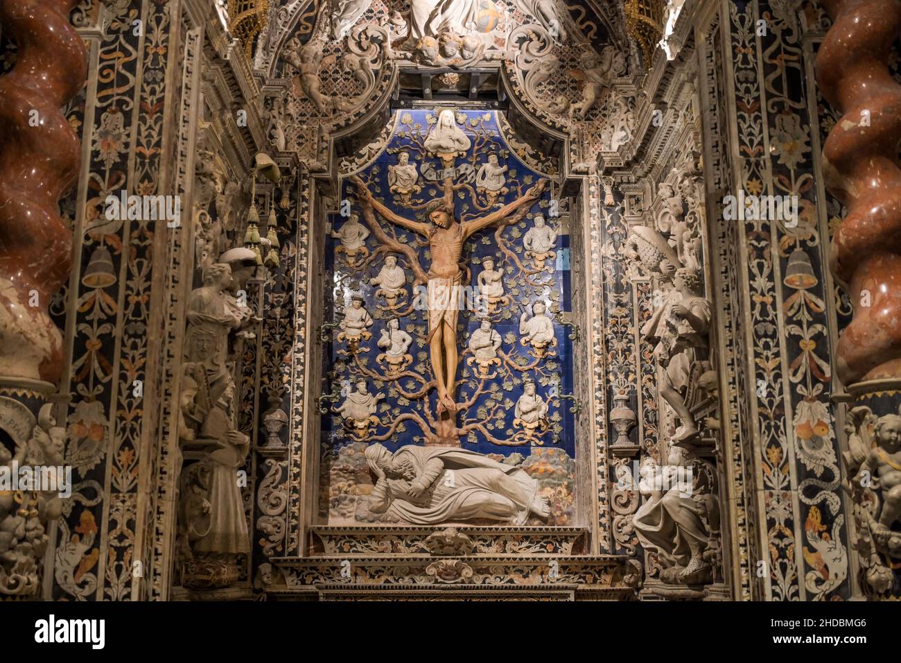 Kruzifix, Barocke Kapelle, Cattedrale di Santa Maria Nuova, Monreale, Sizilien, Italien Foto Stock