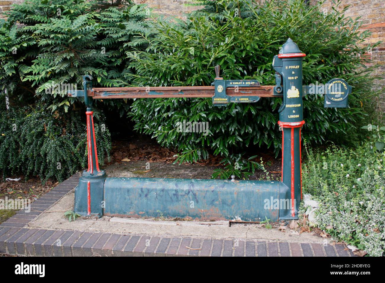 H Pooley & Son Weighbridge al Crystal Palace Museum di Londra, Regno Unito. Foto Stock