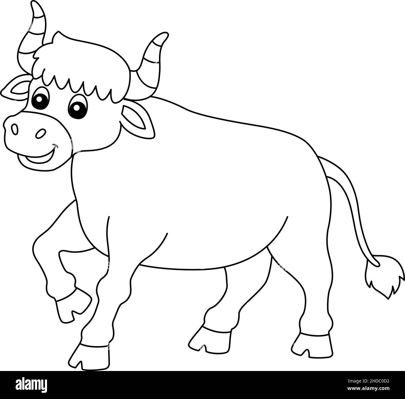 Ox colorazione pagina isolato per i bambini Illustrazione Vettoriale