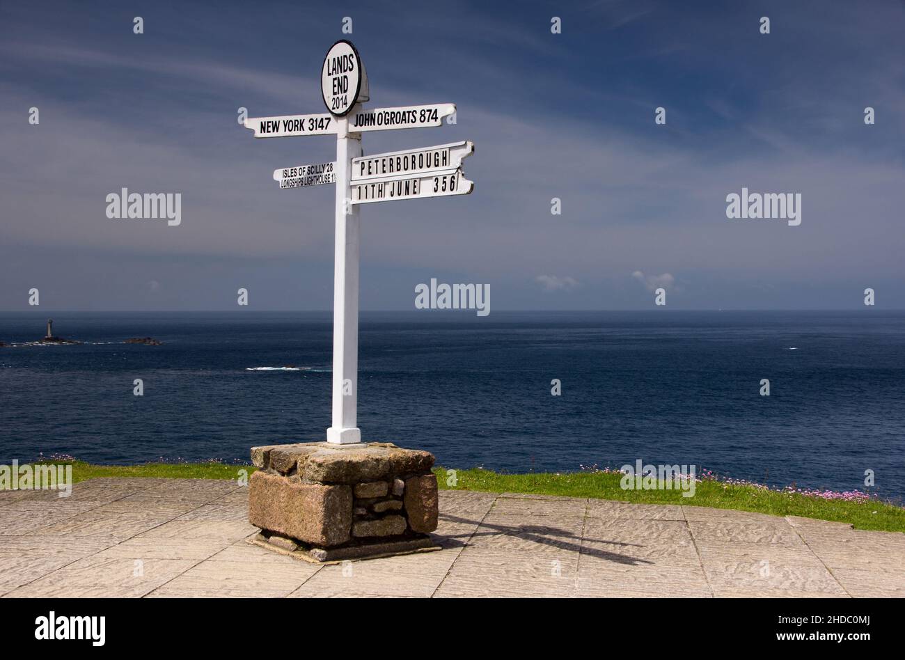 Lands End ist der westlichste Punkt Englands auf der Hauptinsel Großbritanniens. Foto Stock