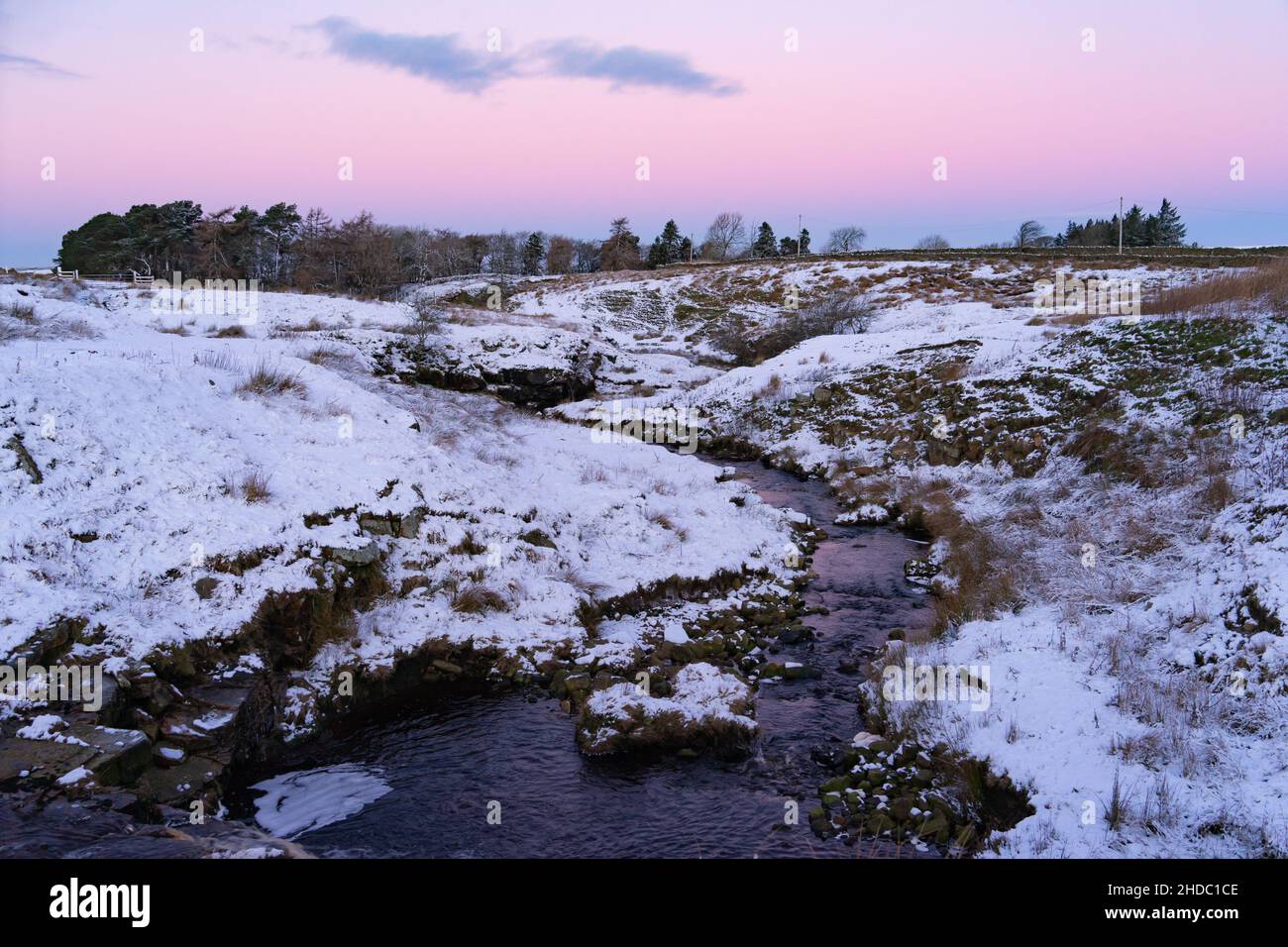 Brughiera del Northumberland in inverno Foto Stock