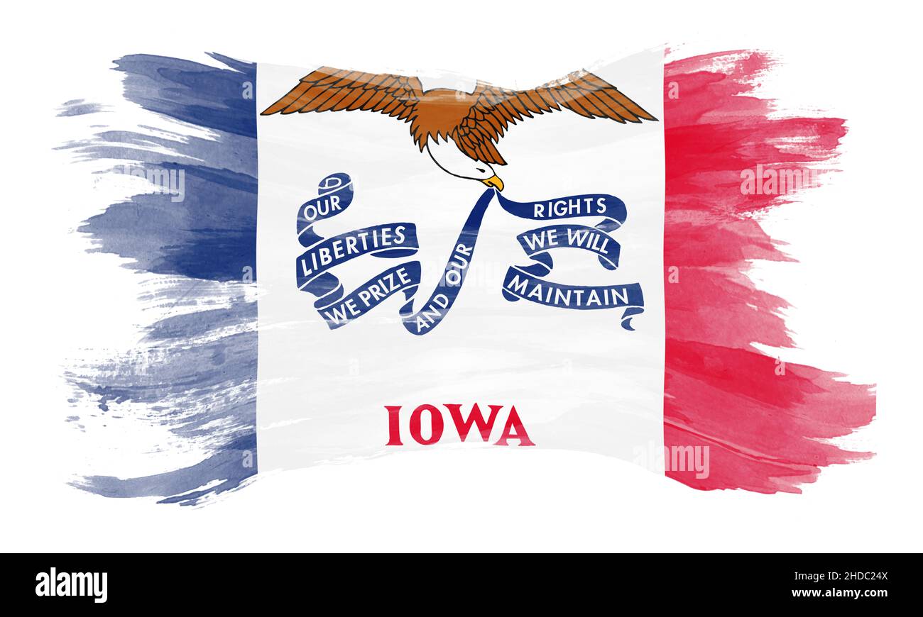 Traccia pennello bandiera dello stato dell'Iowa, sfondo bandiera dell'Iowa Foto Stock
