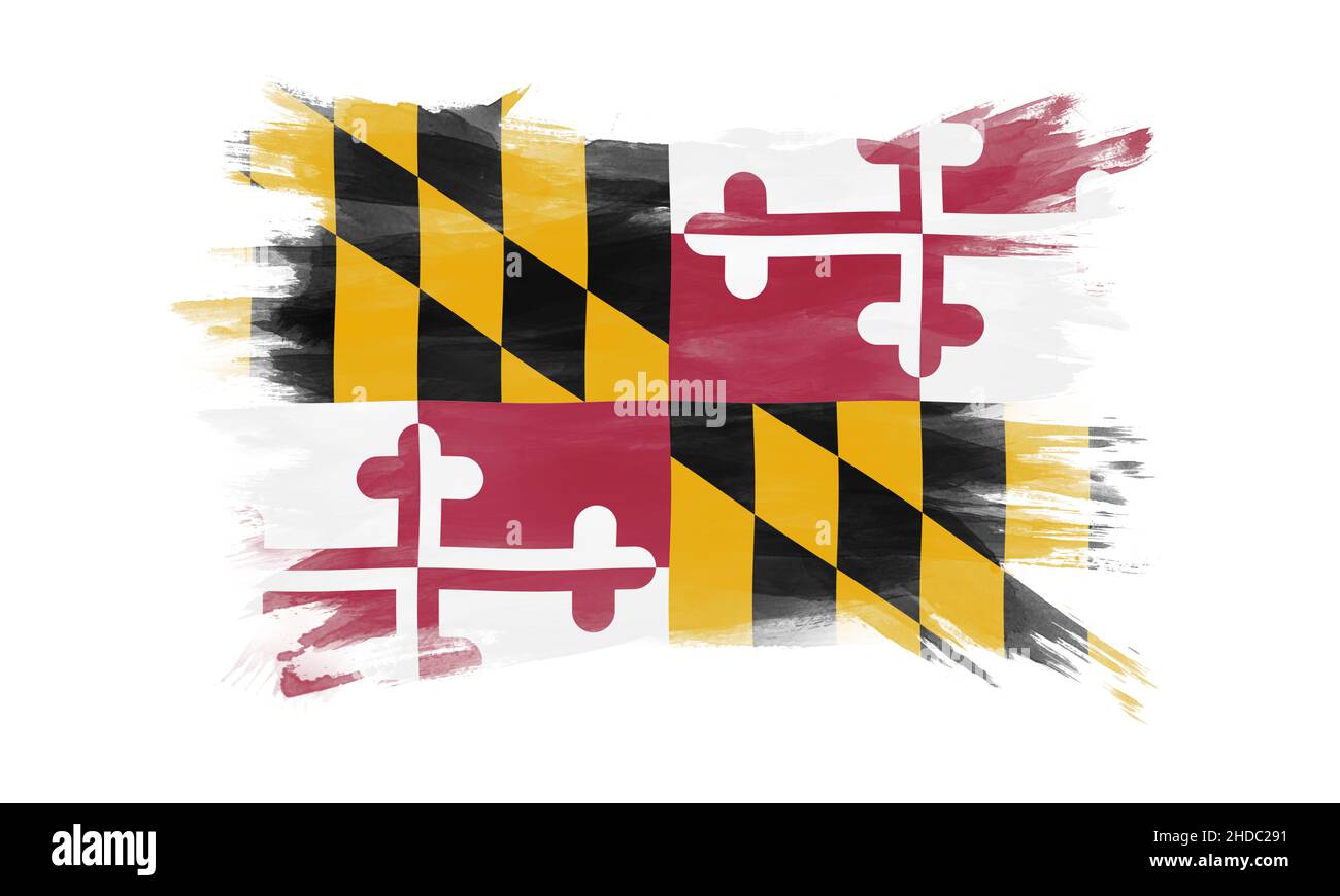 Colpo di pennello bandiera dello stato del Maryland, sfondo bandiera del Maryland Foto Stock