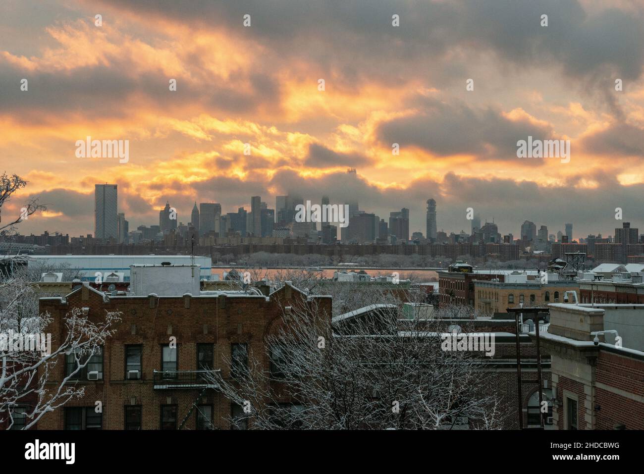 Skyline di New York da Brooklyn, New York, New York. Foto Stock