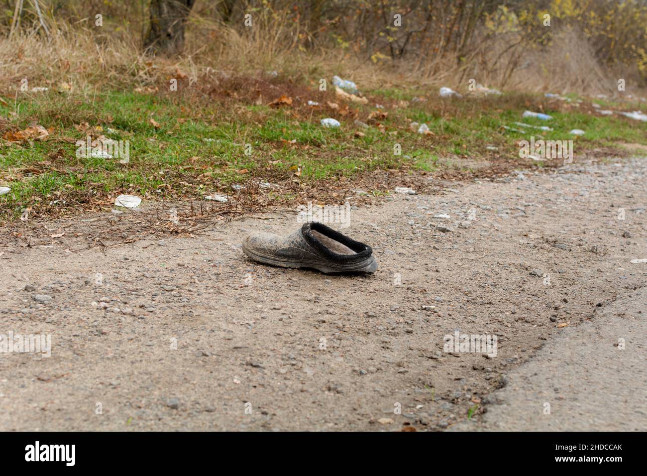 Odessa regione, Ucraina - 7 novembre 2021 spazzatura lungo la strada, plastica, bottiglie, sacchetti. Concetto ambientale. Salvare il pianeta. Foto Stock
