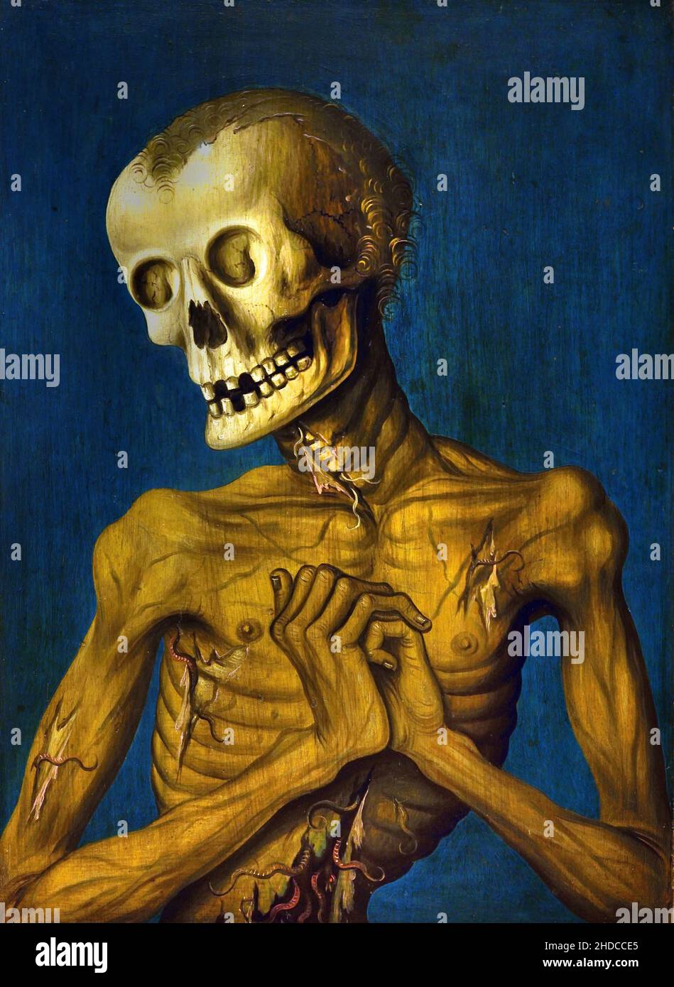 Ritratto di Hieronymus Tscacenburlin e morte -'Hieronymus Tscheckenbürlin e la personificazione della morte', 1487, Maestro Ignoto, tedesco, Germania, Foto Stock