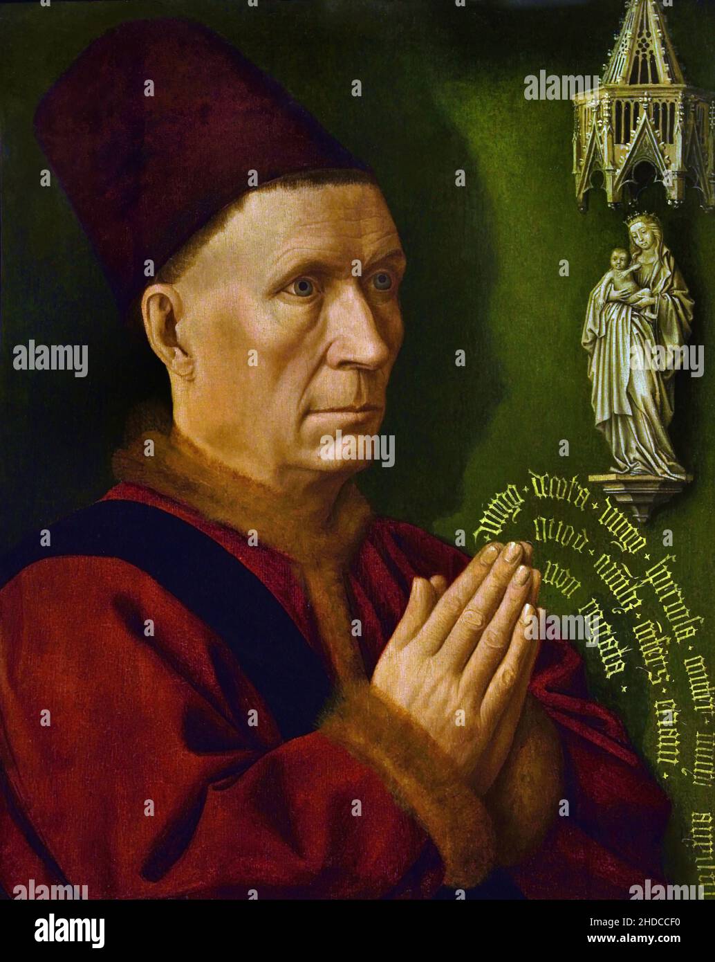 Ritratti di un uomo e di una donna in preghiera, 1470, Diptico di una coppia Bourgondië di Guillaume di Pierre Spicre Maestro di Saint-Jean-de-Luz, Francia, francese, Foto Stock