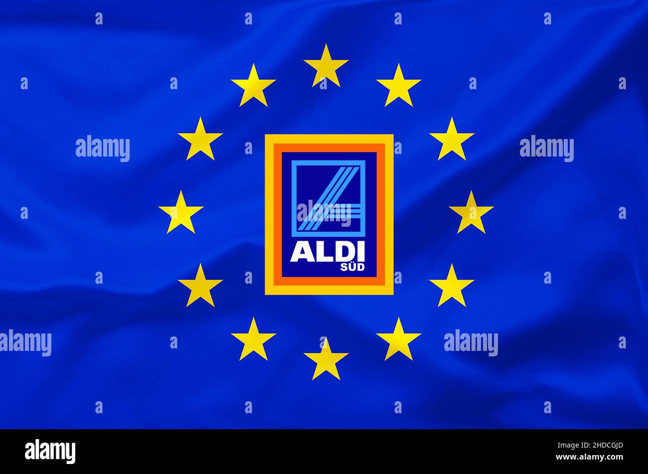 Euroflange, Eurosterne, Euro, Europa, Flagge, Eurostars, Logo, ALDI, CITATO, Discounter, Foto Stock