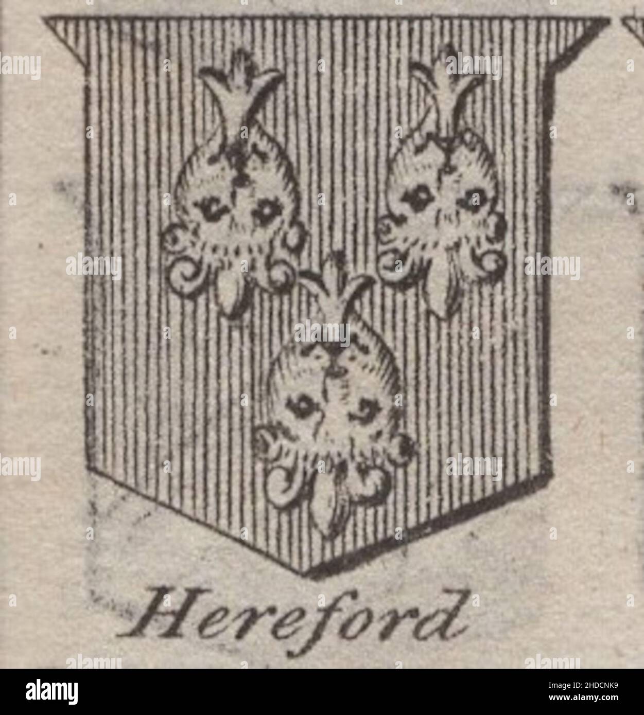 Storico antico 18th secolo incisione stemma, cresta, vescovo inglese di Hereford di Woodman & Mutlow fc russel co circa 1780s Fonte: Incisioni originali dal libro annuale di almanach. Foto Stock