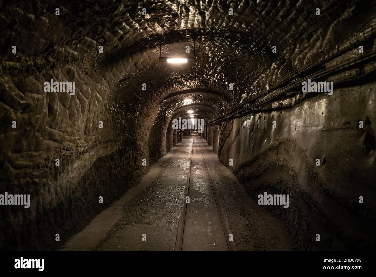 Tunnel alla miniera di sale di Wieliczka - Wieliczka, Polonia Foto Stock