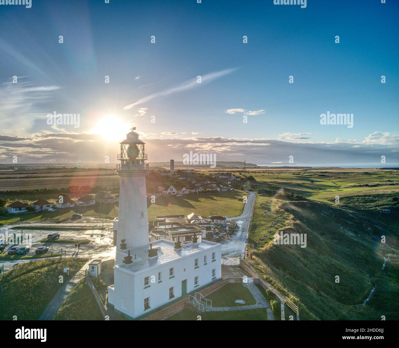 Vista dall'alto del faro di Flamborough Head, Regno Unito Foto Stock