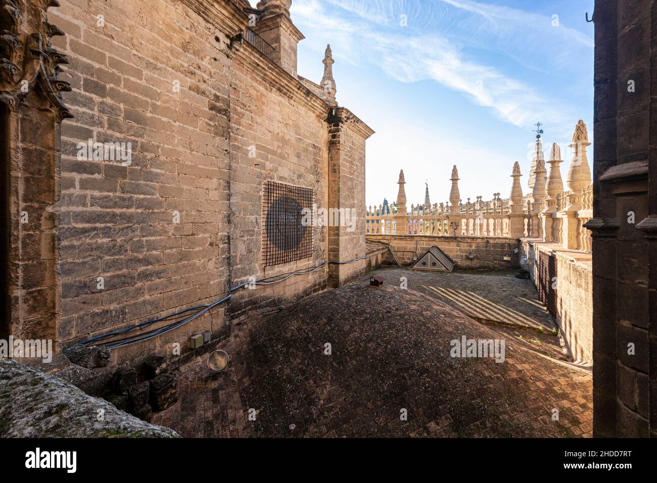 Sevilla, Spagna. Dettagli del tetto la cattedrale gotica di Santa Maria del See Foto Stock