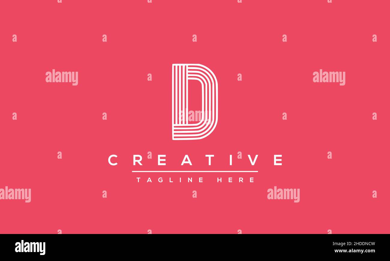 Design creativo e moderno con logo lettera D, icona vettoriale minimalista basata su D DD iniziale Illustrazione Vettoriale