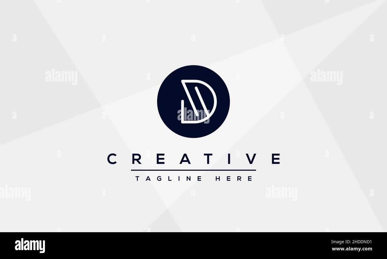 Design creativo e moderno con logo lettera D, icona vettoriale minimalista basata su D DD iniziale Illustrazione Vettoriale