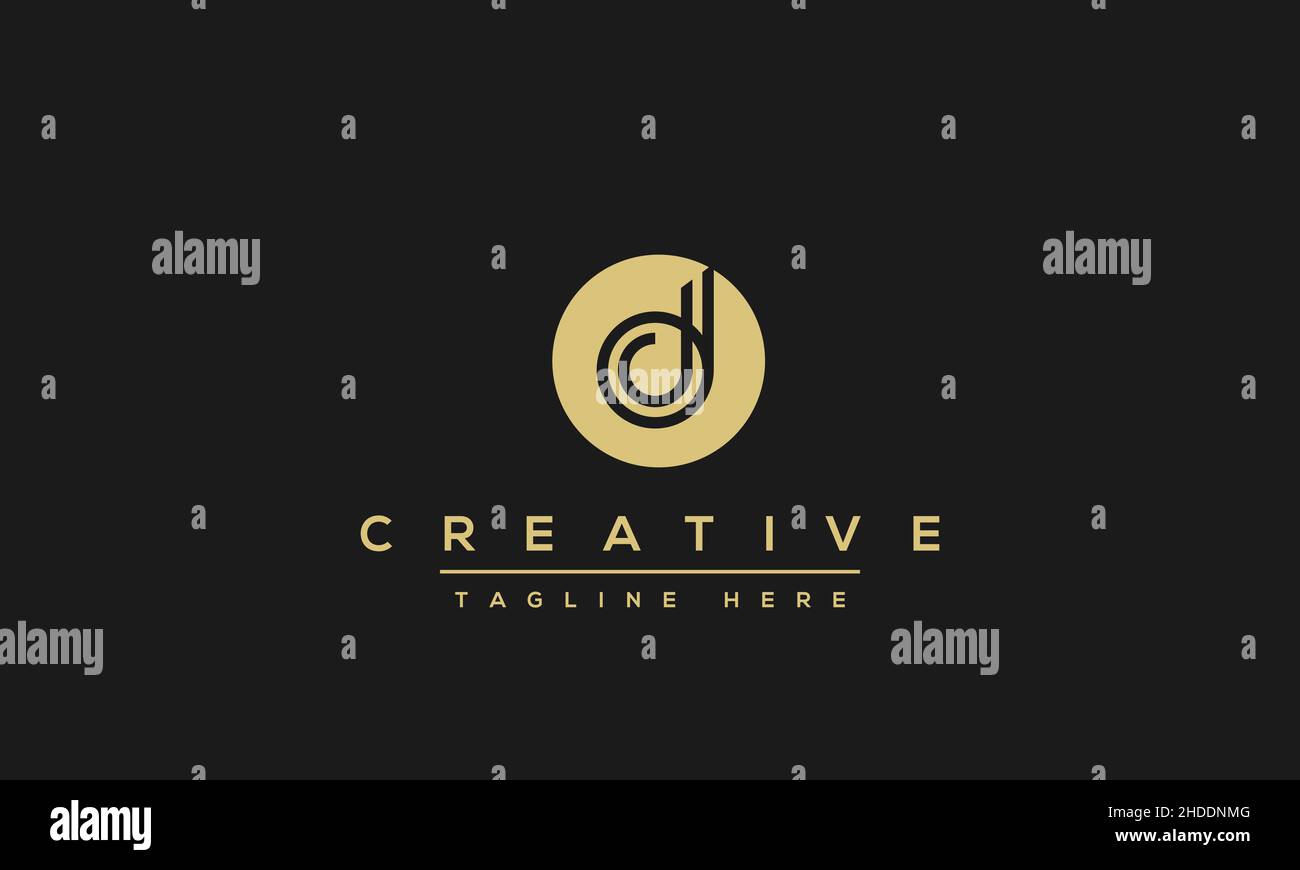 Design creativo e moderno con logo lettera D, icona vettoriale minimalista basata su D DD iniziale Illustrazione Vettoriale